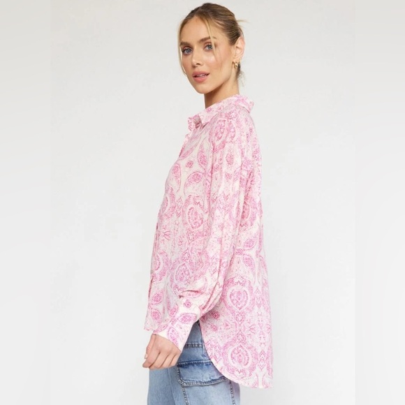 Entro Paisley Floral Button-Down Long Sleeve Boluse NWT small - Picture 2 of 11